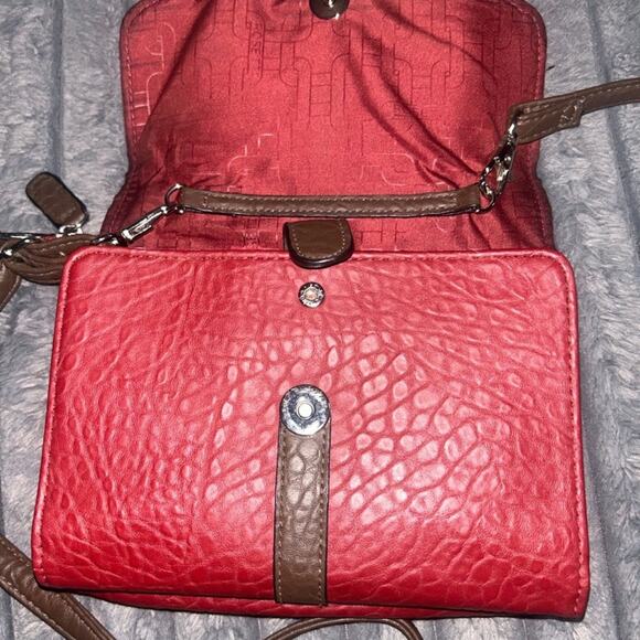 Red and Brown Rosetta Leather Crossbody Bag - Picture 10 of 12